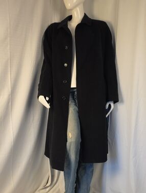 Vintage Mani by Giorgio Armani Black 85% Wool Winter Pea Coat with Belt Size 44R
